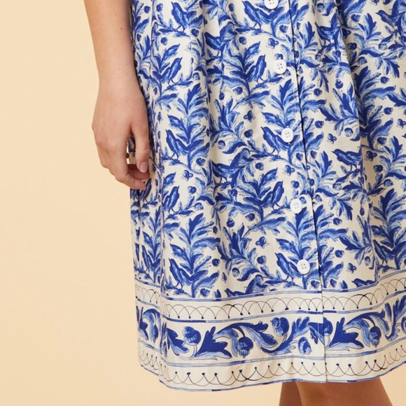 RANIER BLUEBIRD POTTERY PRINT COTTON SUNDRESS - Picture 3 of 8